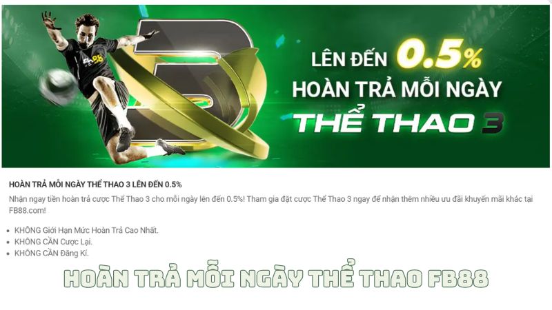 Chi tiết cơ chế hoàn trả mỗi ngày thể thao fb88